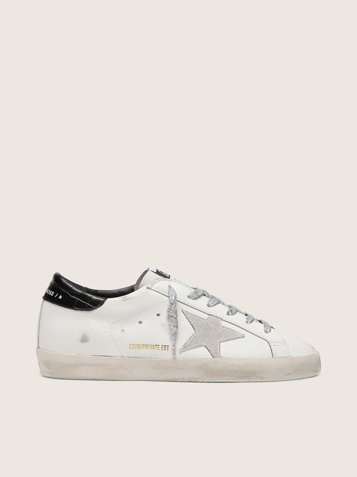 Women's Super-Star with white suede star and black croc-print leather heel tab - Golden Goose Women