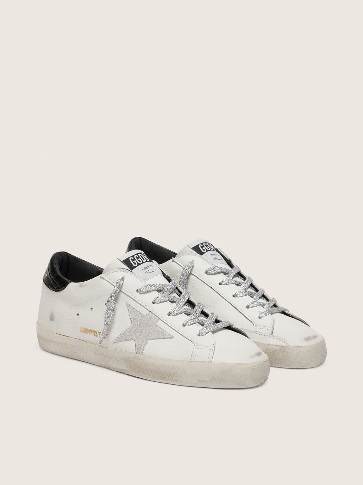 Women's Super-Star with white suede star and black croc-print leather heel tab - Golden Goose Women