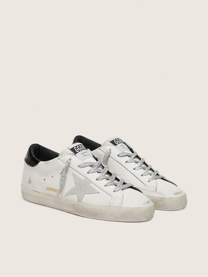 Women's Super-Star with white suede star and black croc-print leather heel tab - Golden Goose Women