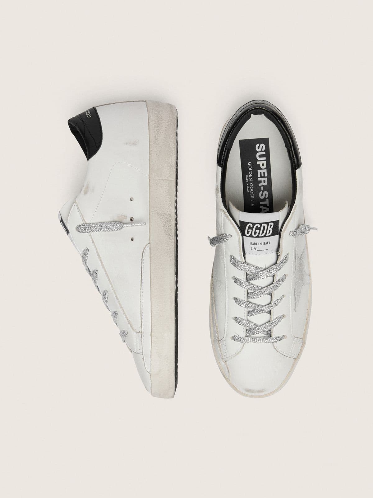 Women's Super-Star with white suede star and black croc-print leather heel tab - Golden Goose Women