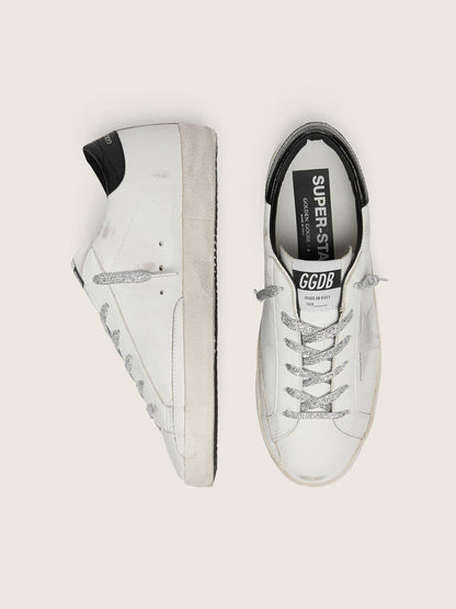 Women's Super-Star with white suede star and black croc-print leather heel tab - Golden Goose Women