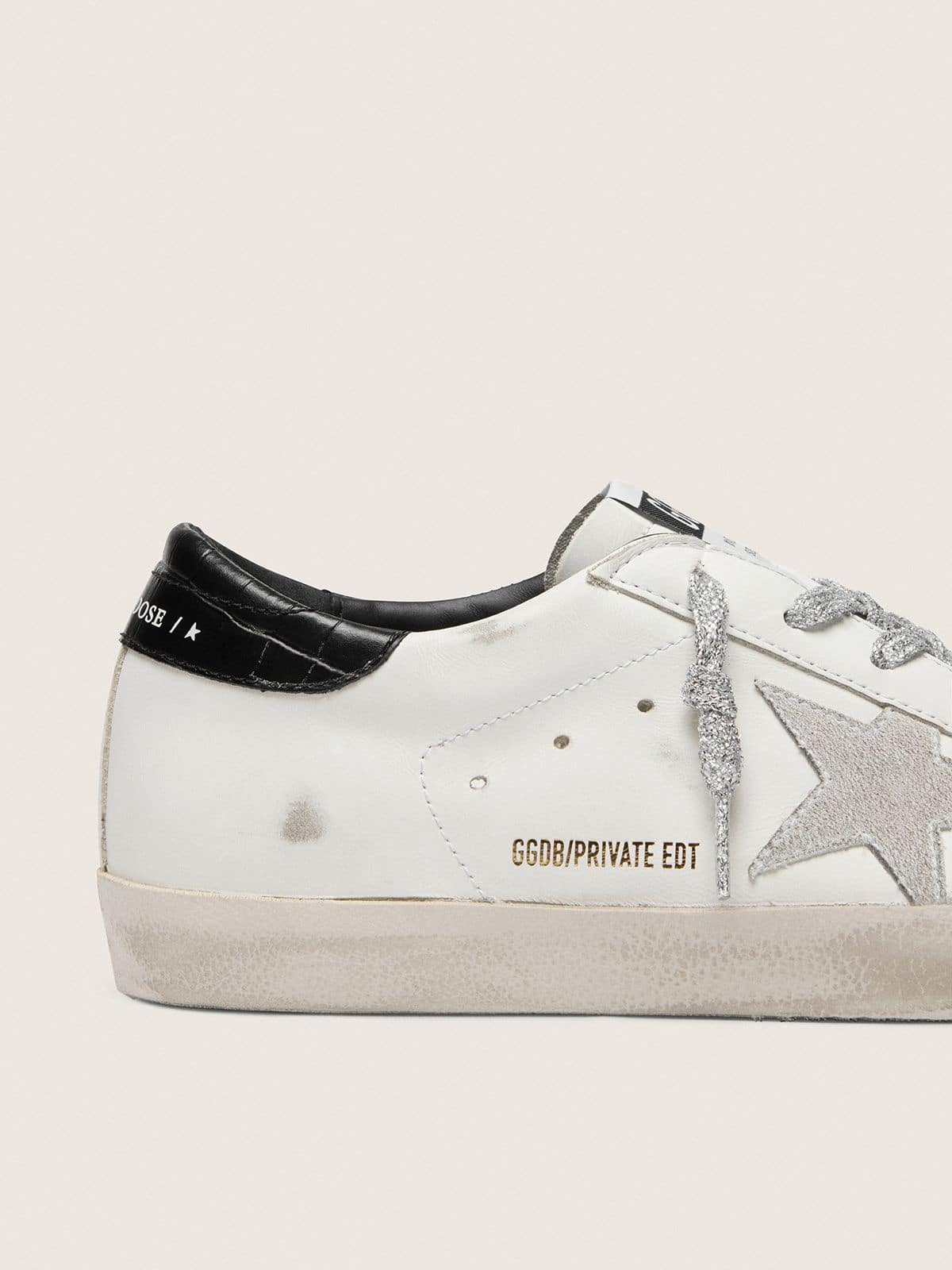 Women's Super-Star with white suede star and black croc-print leather heel tab - Golden Goose Women