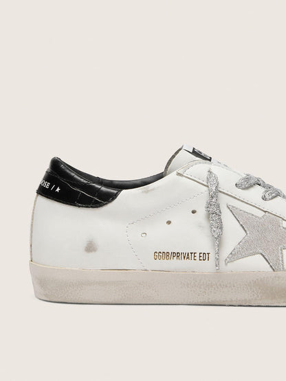 Women's Super-Star with white suede star and black croc-print leather heel tab - Golden Goose Women