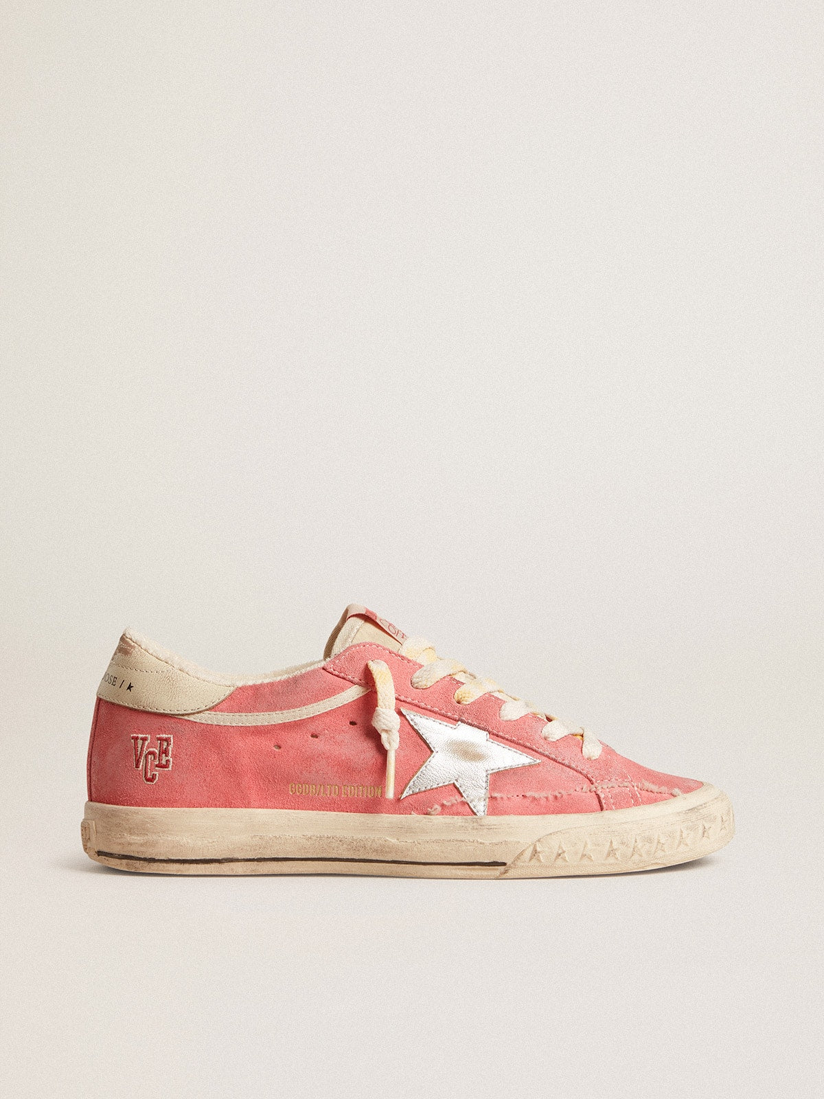 Women's Super-Star LTD in red suede with silver star and leather heel tab - Golden Goose Women