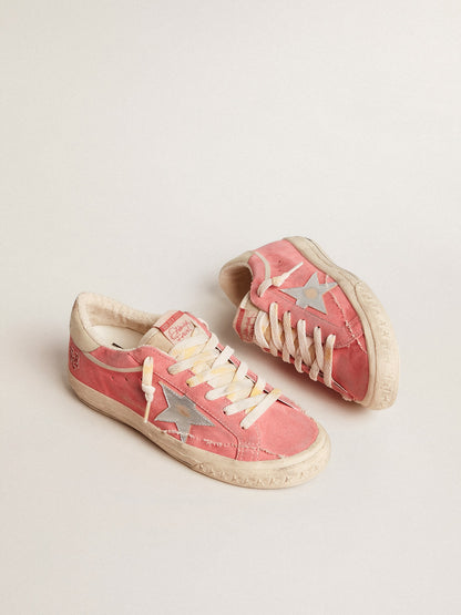 Women's Super-Star LTD in red suede with silver star and leather heel tab - Golden Goose Women