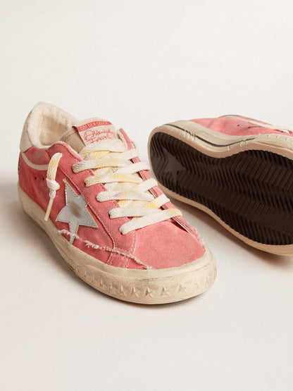 Women's Super-Star LTD in red suede with silver star and leather heel tab - Golden Goose Women