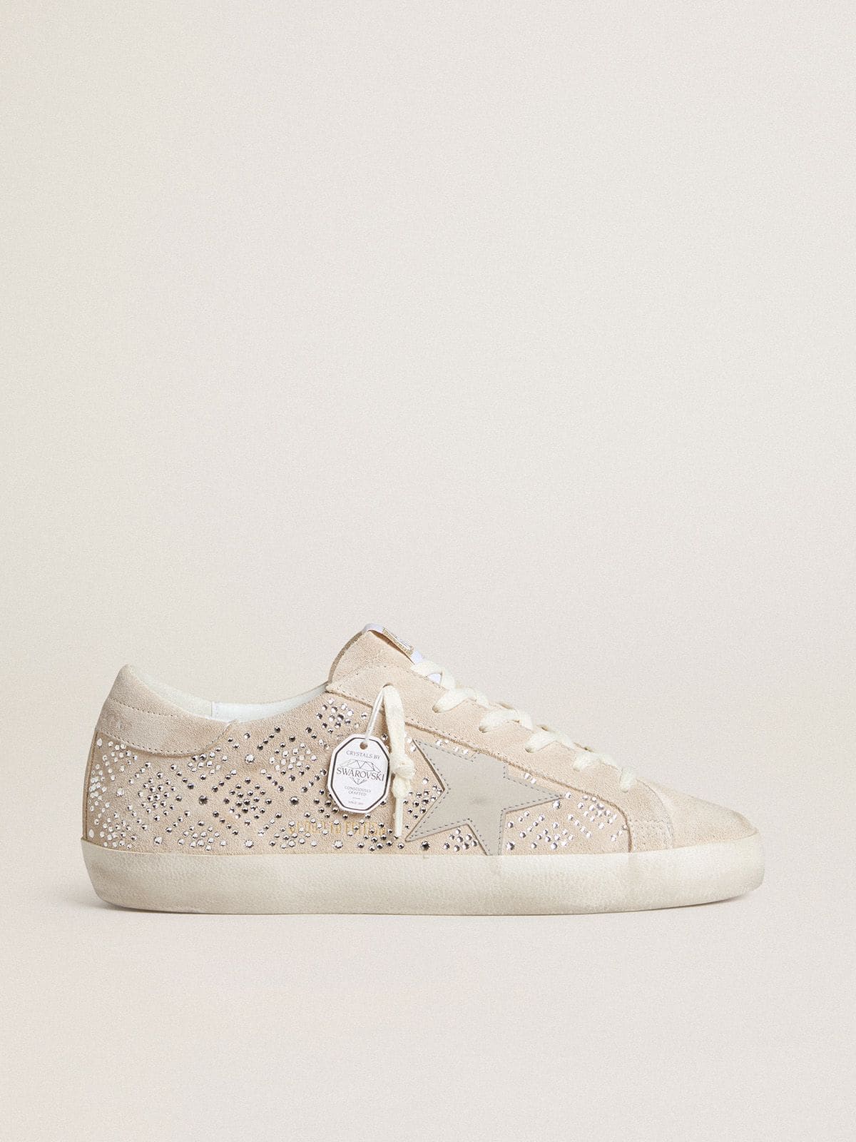 Women's Super-Star LTD in suede with Swarovski crystals and ice-gray leather star - Golden Goose Women