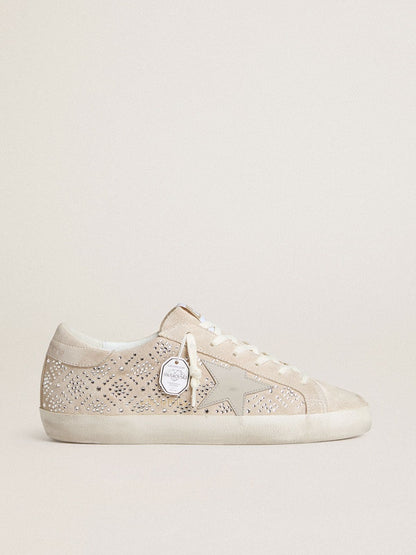 Women's Super-Star LTD in suede with Swarovski crystals and ice-gray leather star - Golden Goose Women