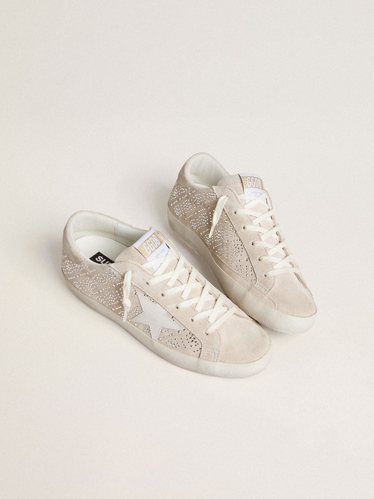 Women's Super-Star LTD in suede with Swarovski crystals and ice-gray leather star - Golden Goose Women