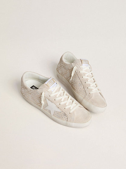 Women's Super-Star LTD in suede with Swarovski crystals and ice-gray leather star - Golden Goose Women