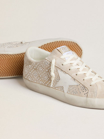Women's Super-Star LTD in suede with Swarovski crystals and ice-gray leather star - Golden Goose Women
