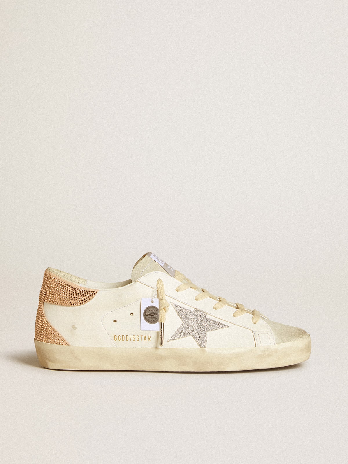 Women’s Super-Star in leather with Swarovski crystal star and heel tab - Golden Goose Women