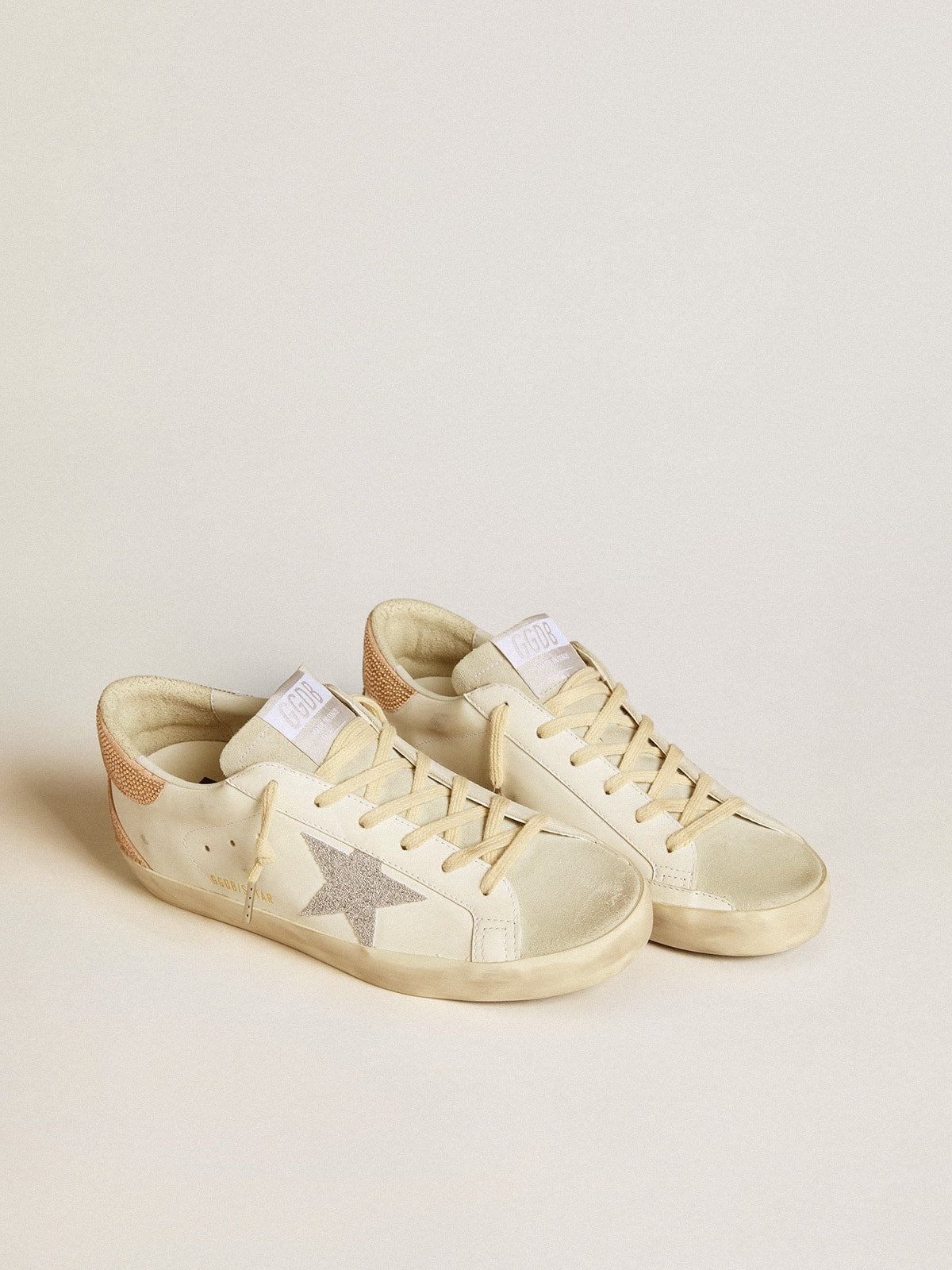 Women’s Super-Star in leather with Swarovski crystal star and heel tab - Golden Goose Women