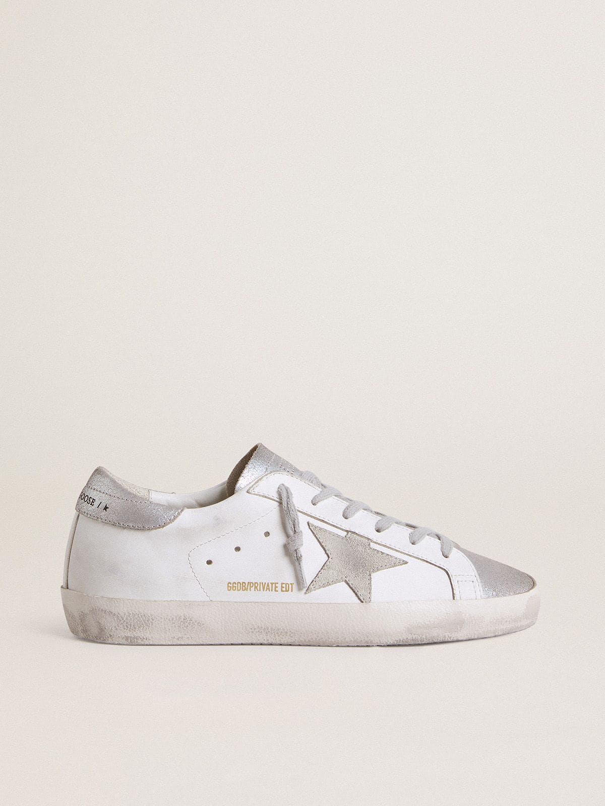 Women’s Super-Star with gray suede star and silver glitter inserts - Golden Goose Women