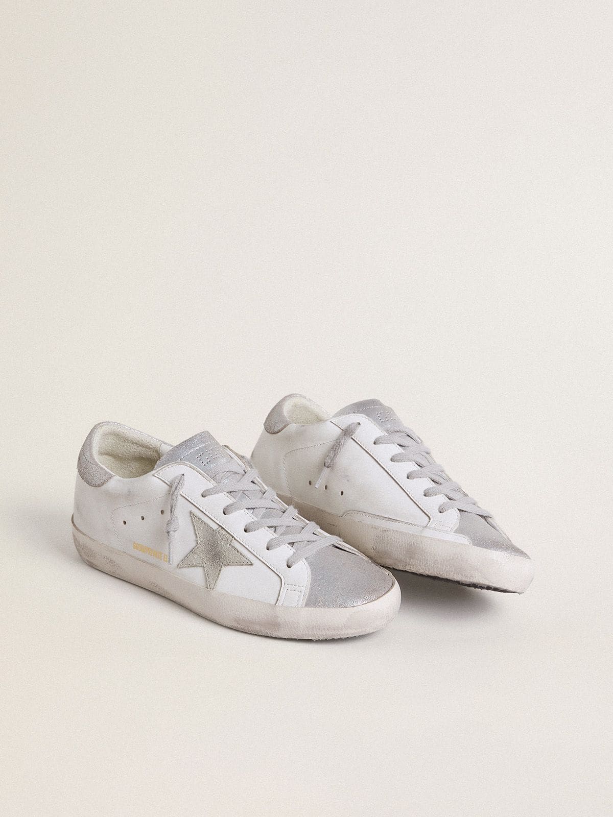 Women’s Super-Star with gray suede star and silver glitter inserts - Golden Goose Women
