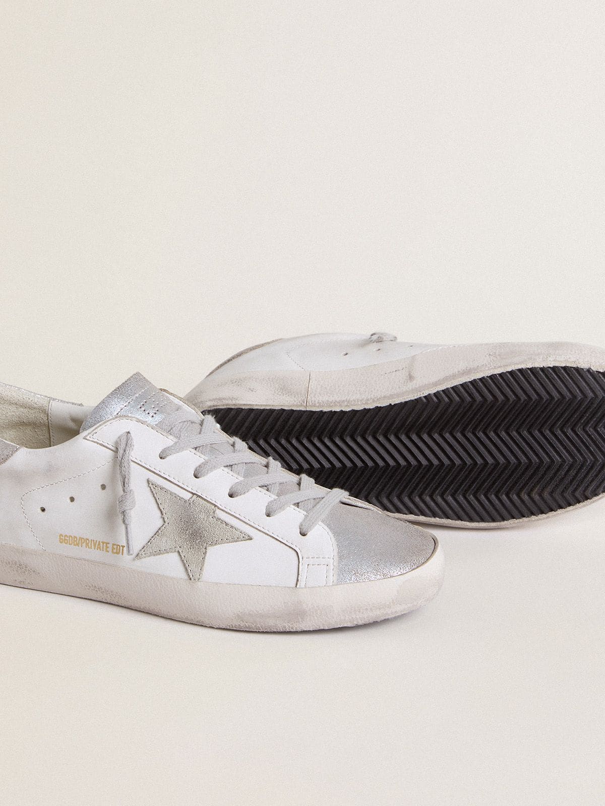 Women’s Super-Star with gray suede star and silver glitter inserts - Golden Goose Women