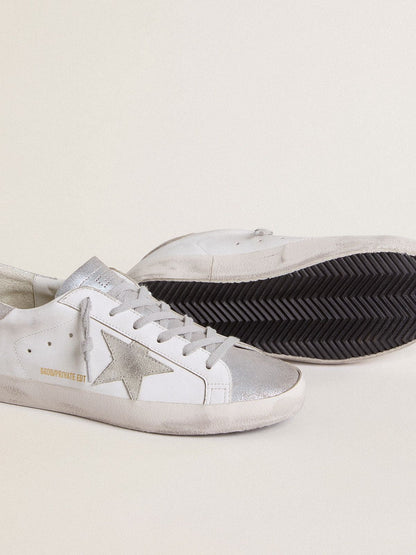 Women’s Super-Star with gray suede star and silver glitter inserts - Golden Goose Women