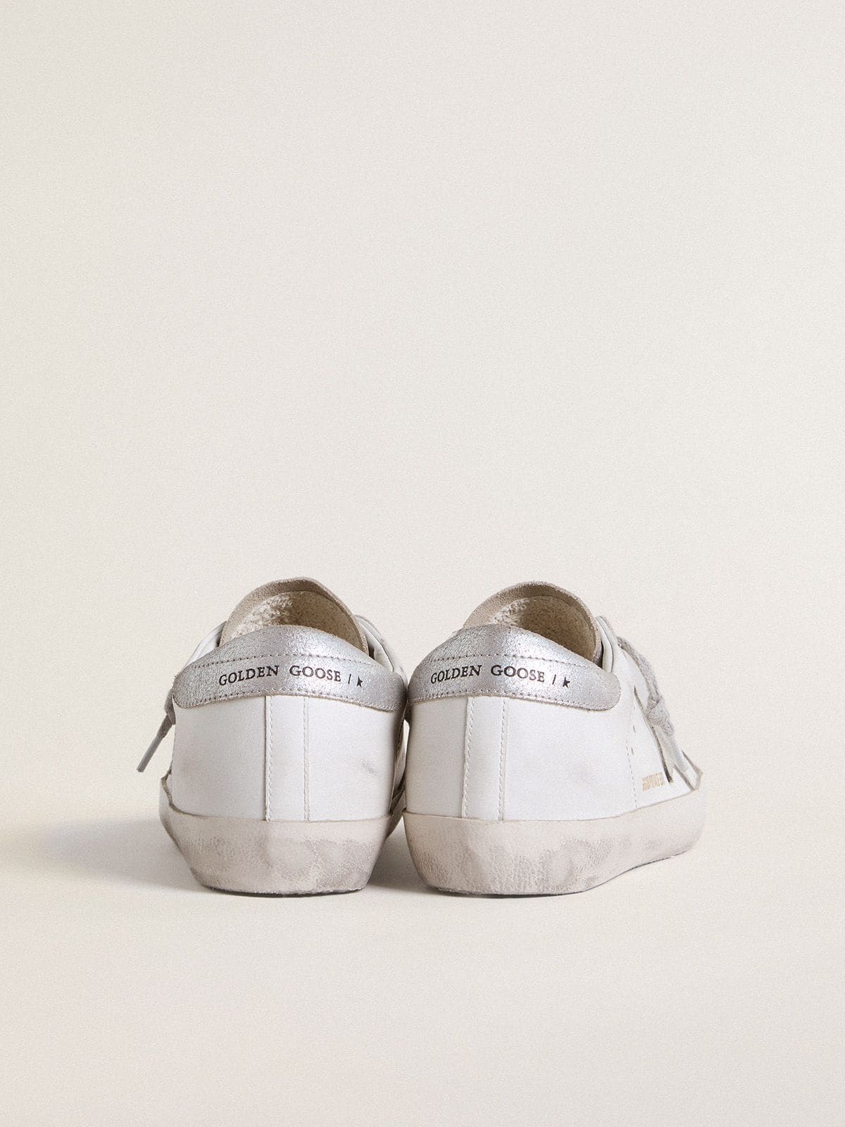 Women’s Super-Star with gray suede star and silver glitter inserts - Golden Goose Women