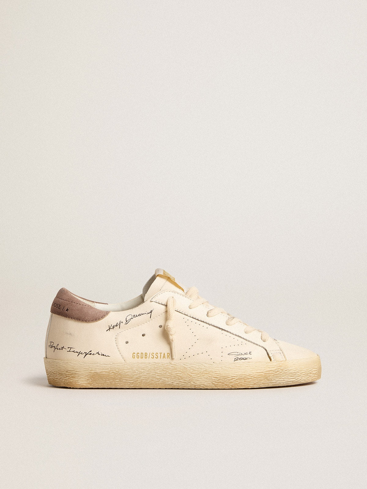 Women's Super-Star in nappa leather with perforated star and suede heel tab - Golden Goose Women