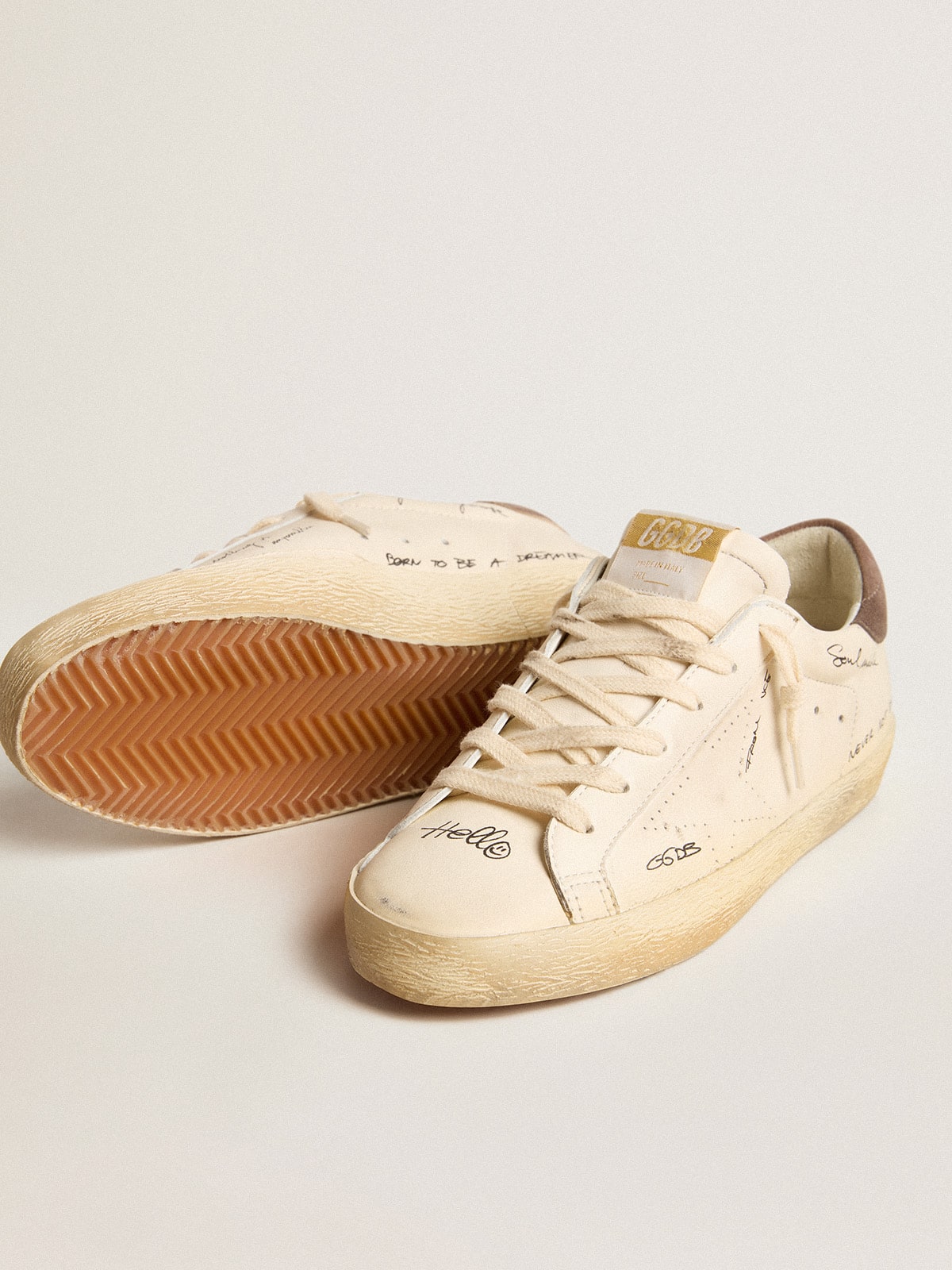 Women's Super-Star in nappa leather with perforated star and suede heel tab - Golden Goose Women