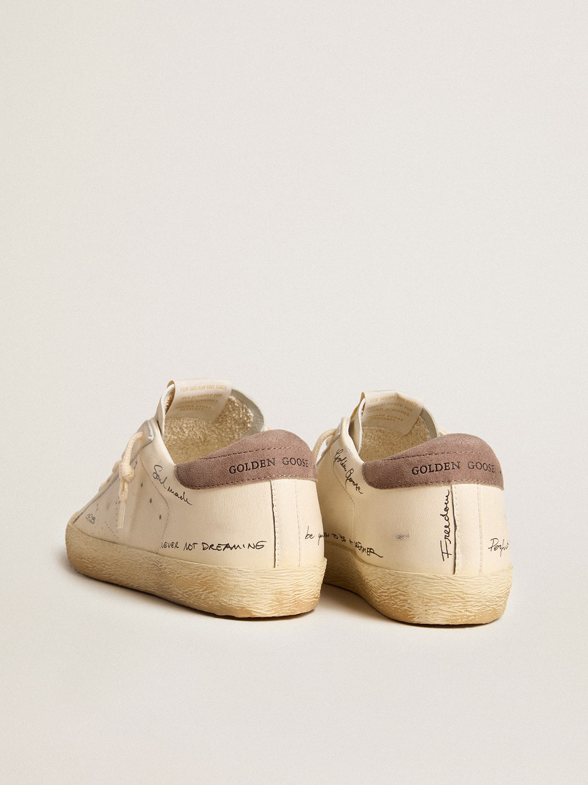 Women's Super-Star in nappa leather with perforated star and suede heel tab - Golden Goose Women