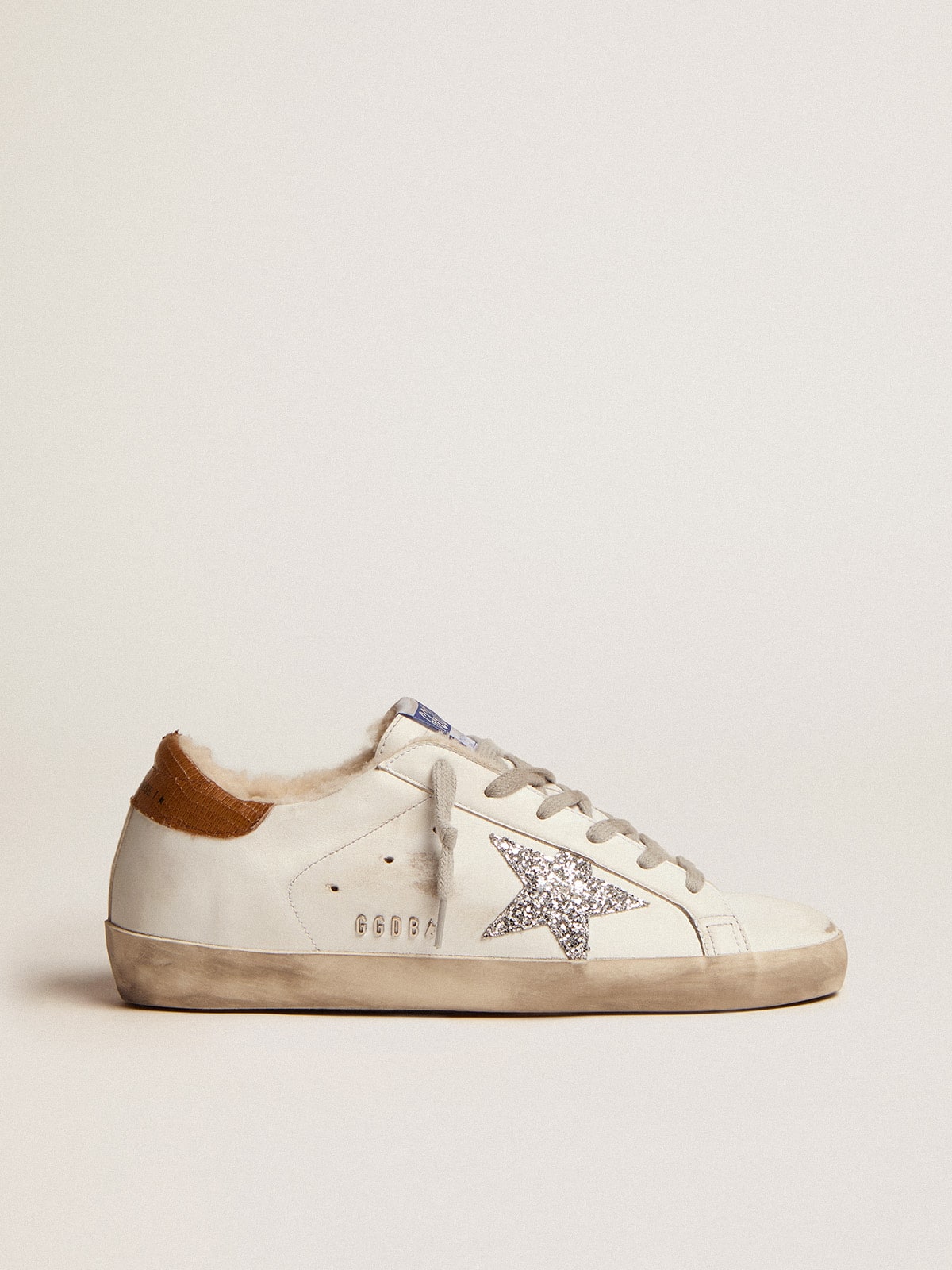 Women's Super-Star with shearling lining and silver glitter star - Golden Goose Women