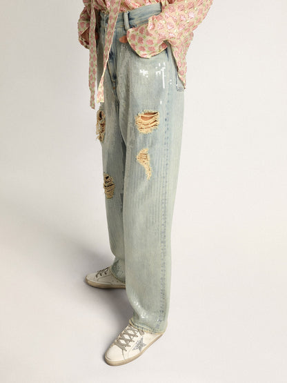 Women's Super-Star with shearling lining and silver glitter star - Golden Goose Women
