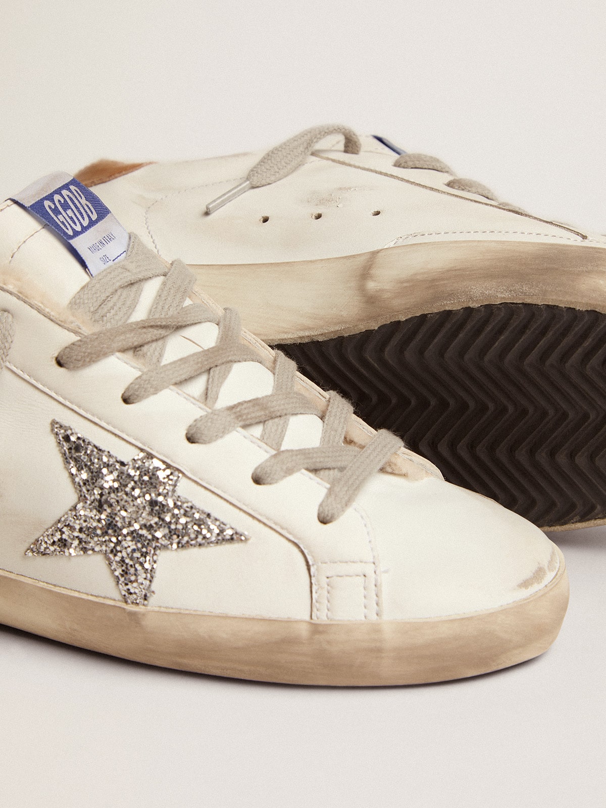Women's Super-Star with shearling lining and silver glitter star - Golden Goose Women