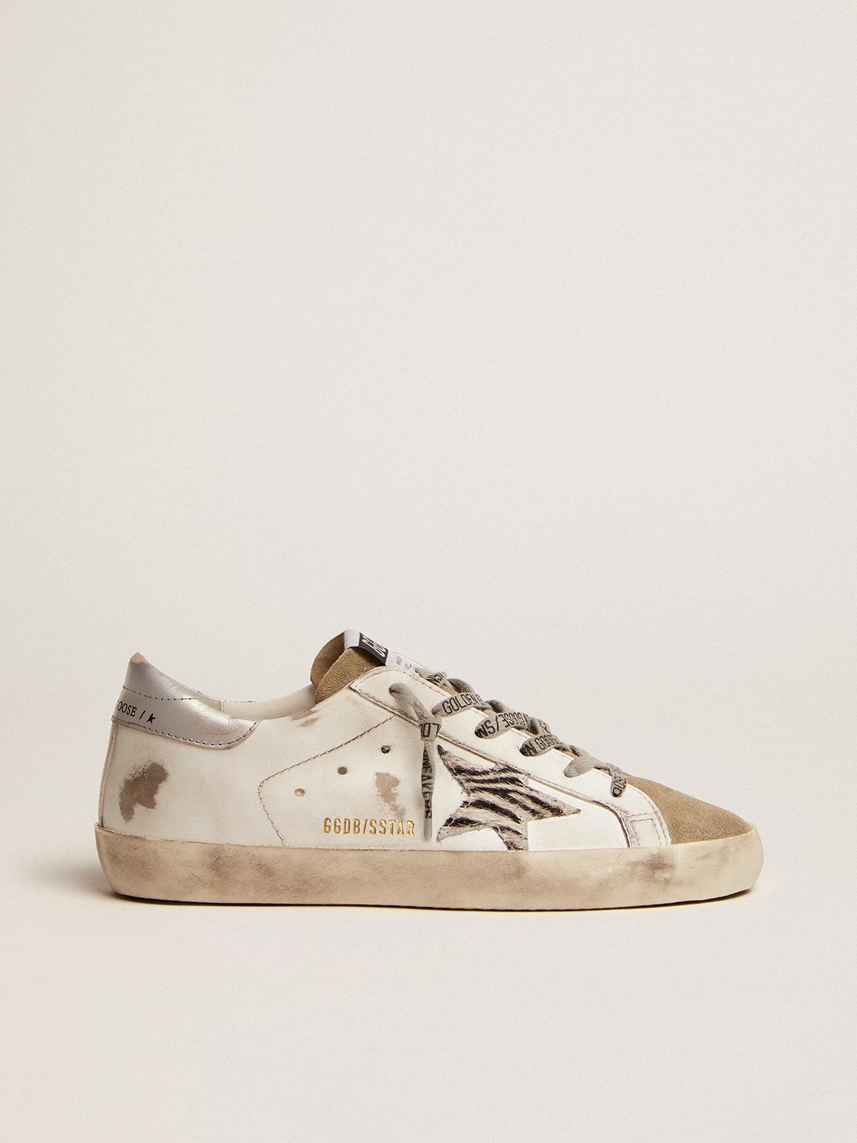 Women's Super-Star with zebra print pony skin star - Golden Goose Women
