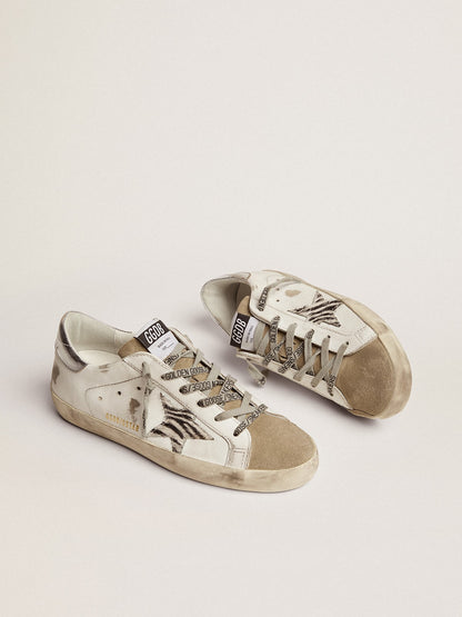 Women's Super-Star with zebra print pony skin star - Golden Goose Women