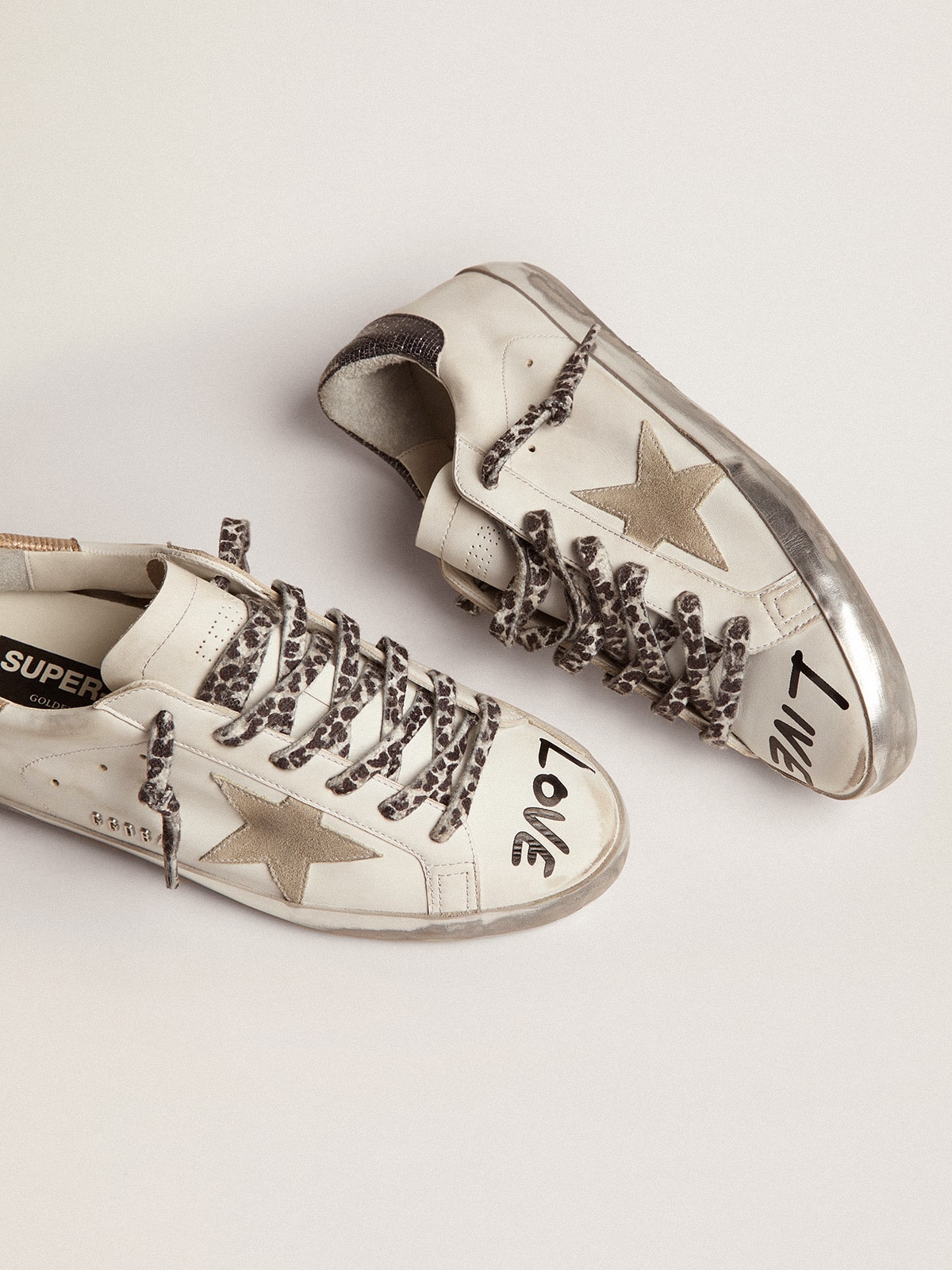 Women's Super-Star in white leather with gray suede star - Golden Goose Women