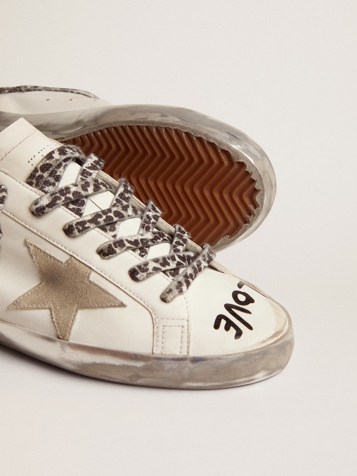 Women's Super-Star in white leather with gray suede star - Golden Goose Women