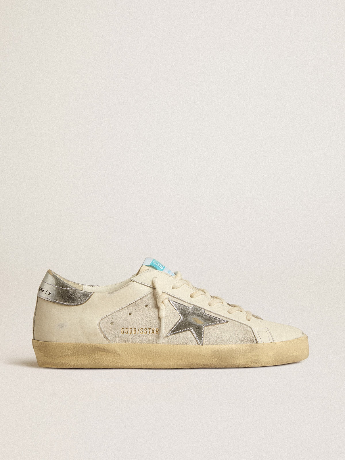 Super-Star in white leather and suede with silver and gold leather star - Golden Goose Women