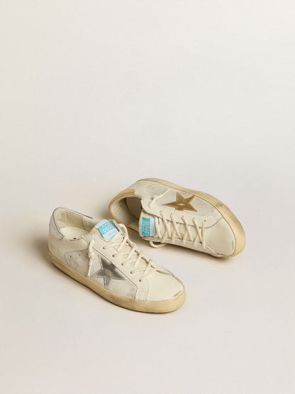 Super-Star in white leather and suede with silver and gold leather star - Golden Goose Women