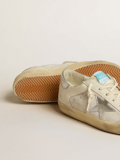 Super-Star in white leather and suede with silver and gold leather star - Golden Goose Women
