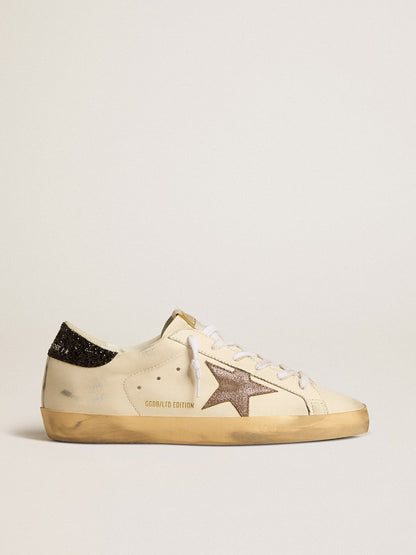 Super-Star LTD with laminated leather star and black glitter heel tab - Golden Goose Women
