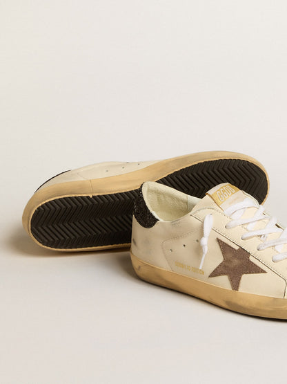 Super-Star LTD with laminated leather star and black glitter heel tab - Golden Goose Women
