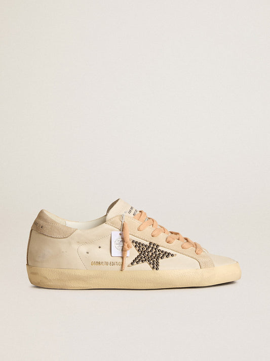 Super-Star LTD in leather with beige suede star with Swarovski studs - Golden Goose Women