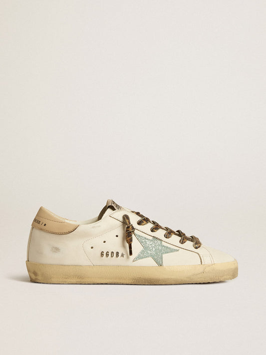 Women's Super-Star with gray glitter star and nude leather heel tab - Golden Goose Women