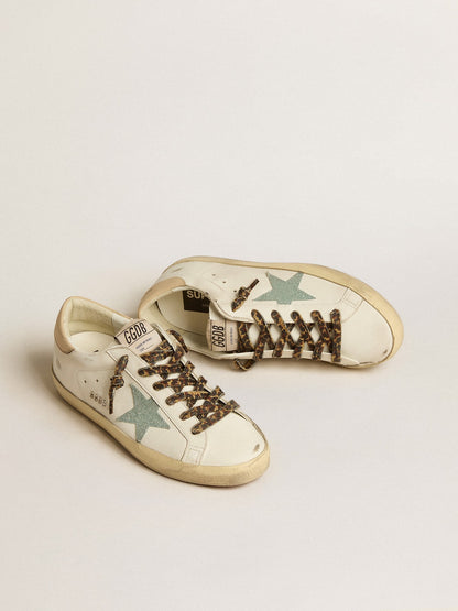 Women's Super-Star with gray glitter star and nude leather heel tab - Golden Goose Women