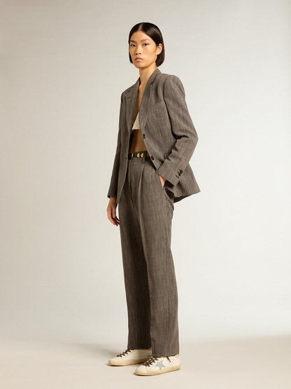 Women's Super-Star with gray glitter star and nude leather heel tab - Golden Goose Women