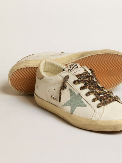 Women's Super-Star with gray glitter star and nude leather heel tab - Golden Goose Women