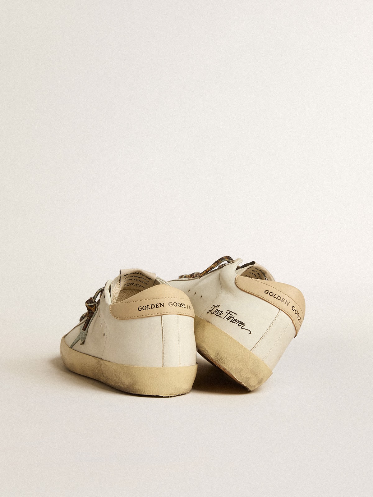 Women's Super-Star with gray glitter star and nude leather heel tab - Golden Goose Women