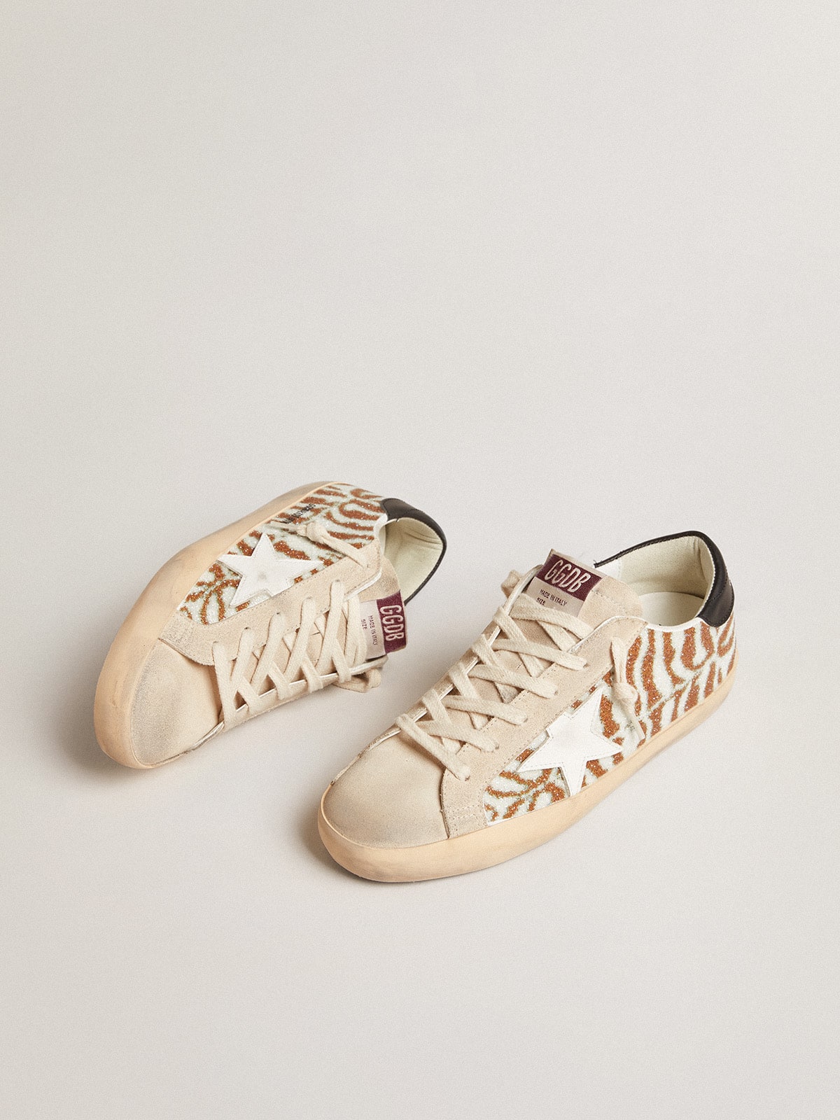 Super-Star  in zebra-effect Swarovski with a white leather star - Golden Goose Women