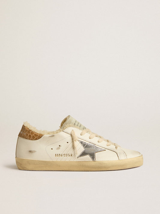 Super-Star with silver leather star and crocodile-print leather heel tab - Golden Goose Women