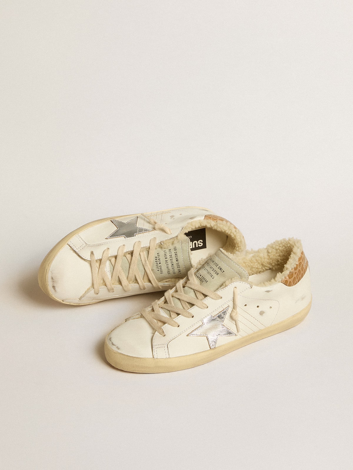 Super-Star with silver leather star and crocodile-print leather heel tab - Golden Goose Women