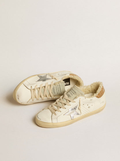 Super-Star with silver leather star and crocodile-print leather heel tab - Golden Goose Women