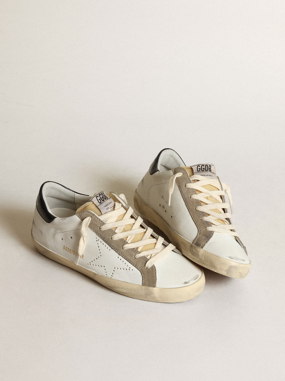 Women's Super-Star with perforated star and midnight blue heel tab - Golden Goose Women