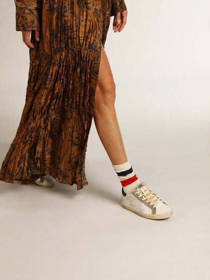 Women's Super-Star with perforated star and midnight blue heel tab - Golden Goose Women