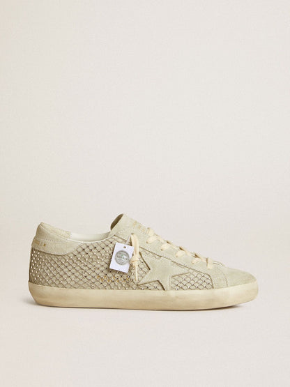 Women’s Super-Star with gray suede star and Swarovski crystal mesh - Golden Goose Women